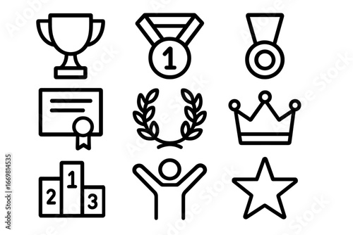 Celebrating achievements with trophies, medals, and symbols of success