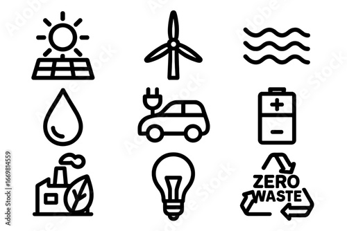 Renewable energy symbols representing sustainability and eco-friendly initiatives for a better future