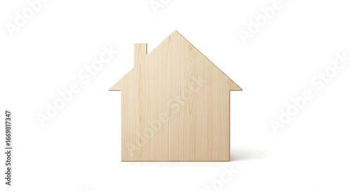 A light beige wooden house symbol, presented on a plain white backdrop, evokes a sense of simplicity and warmth.