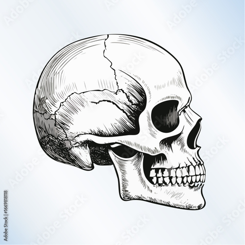 Detailed Handdrawn Anatomical Skull Illustration Anatomy Bone Structure Design Element