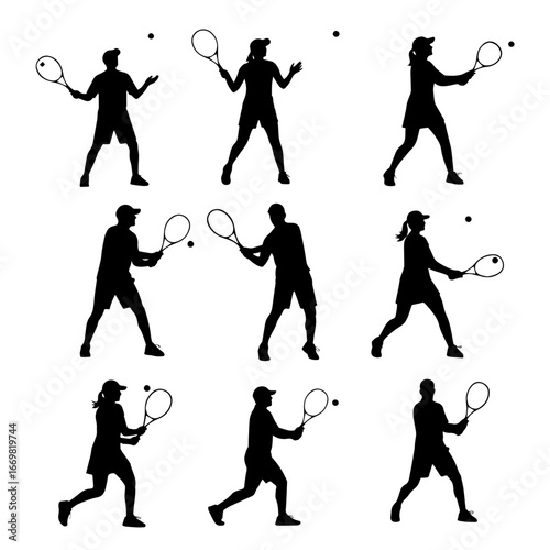 tennis players silhouettes