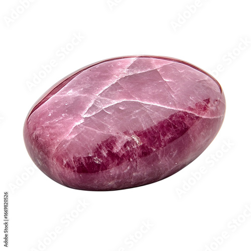 Pink Quartz Stone Polished Pebble Isolated transparent on white background