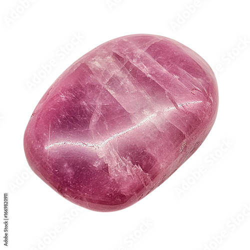 Pink Quartz Stone Polished Pebble Isolated transparent on white background