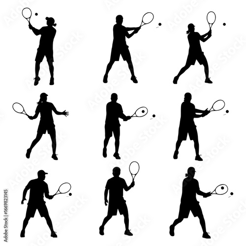 tennis players silhouettes