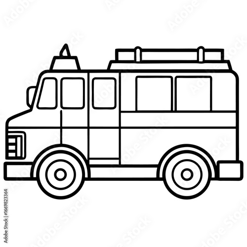 Minimalist fire truck line art design