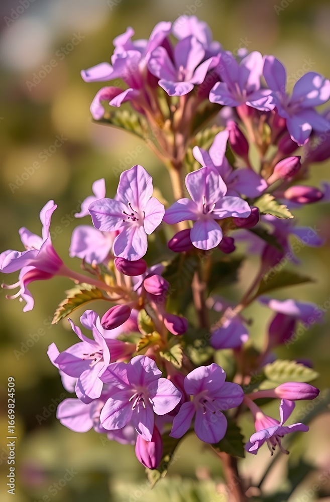Obraz premium Vibrant Purple Flowers with Pink Undertones and Soft Natural Lighting