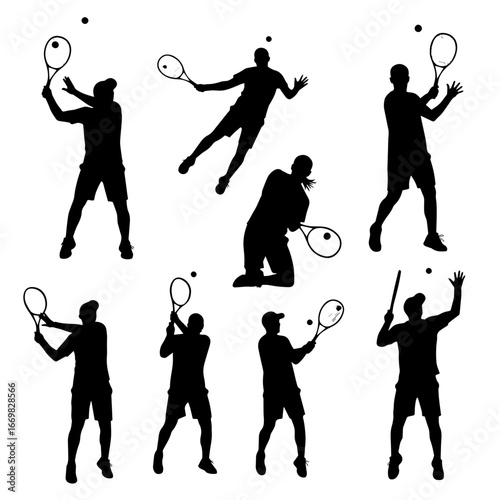 tennis player silhouettes