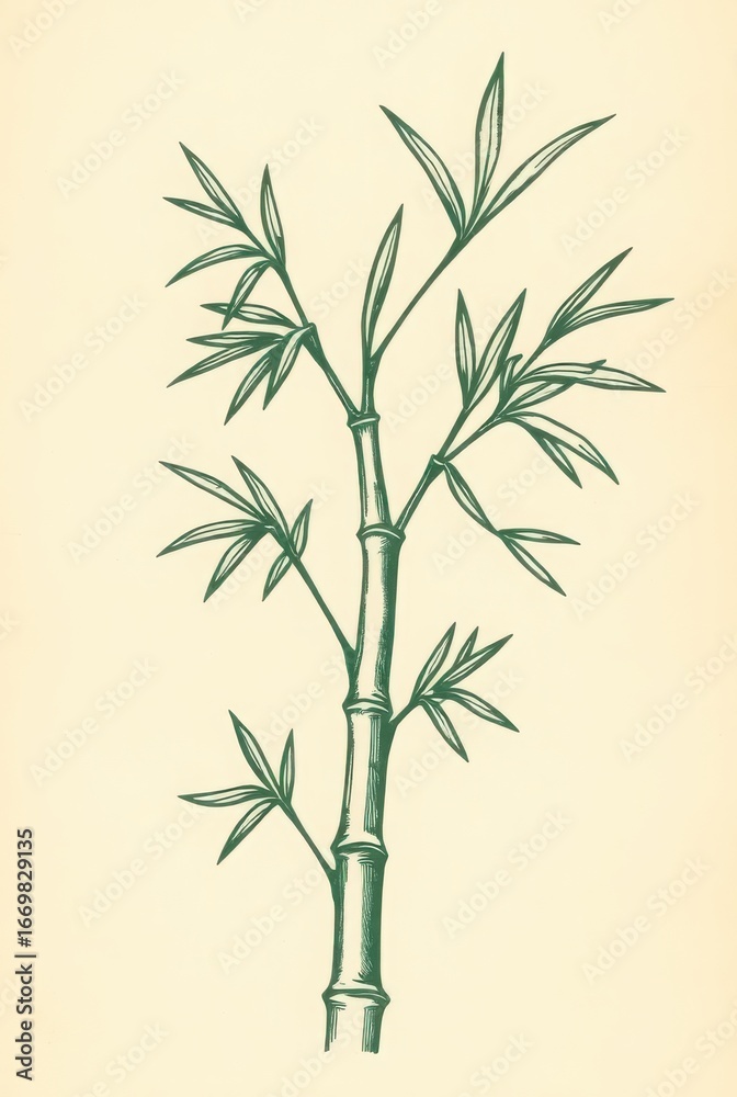 Obraz premium Classic Bamboo Stem and Leaves