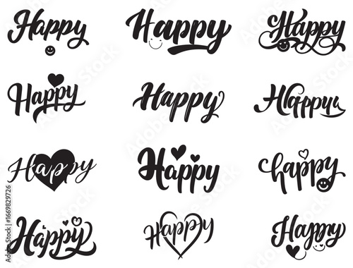 HAPPY TYPOGRAPHY SILHOUETTE
