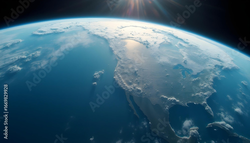 3D Earth Globe with America Visible from Space