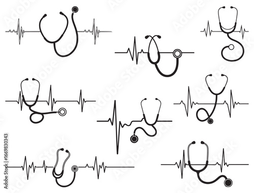 HEARTBEAT STETHOSCOPE SILHOUETTE