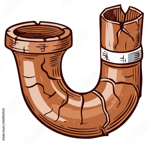 Cracked Ceramic S-Shaped Pipe Section