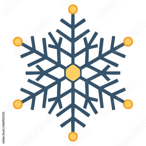 A sleek and professional vector icon of a detailed snowflake, designed for a variety of digital and print applications, representing a natural phenomenon and a sense of intricate design.