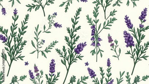 Artistic lavender ornament with green stems