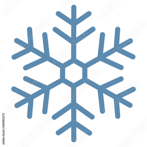 A vibrant and simple vector icon of a snowflake, representing a fun and playful approach to winter.