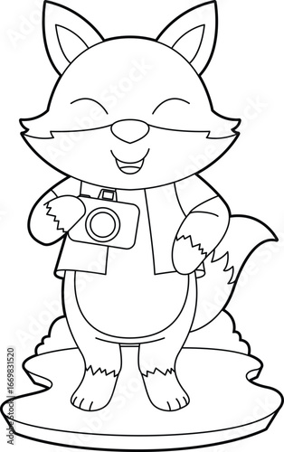 Fox Photographer Camera Animal Vector Graphic Art Illustration