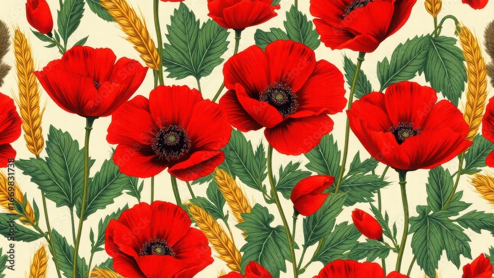 Fototapeta premium Artistic floral illustration with golden wheat