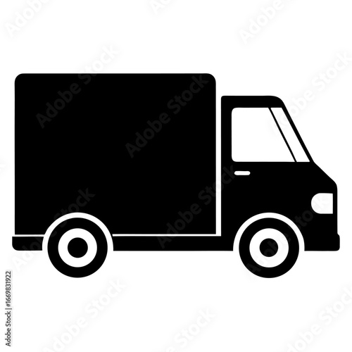 Solid black silhouette of a delivery truck