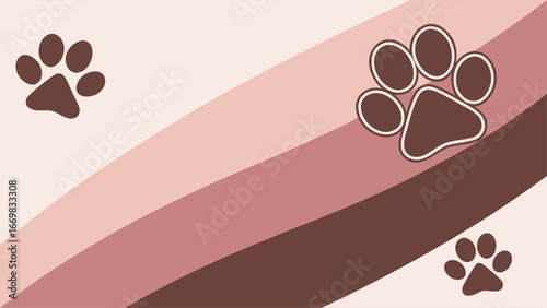 Charming paw prints adorn pastel stripes, conveying warmth and pet affection for joyful designs