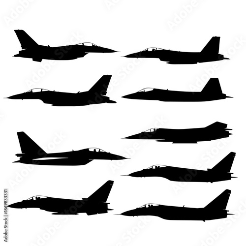 Set of airplane shadow on white background. Vector illustration flat design.