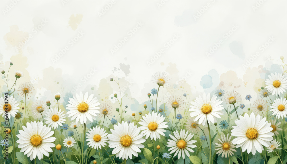 Fototapeta premium Daisies on a green background