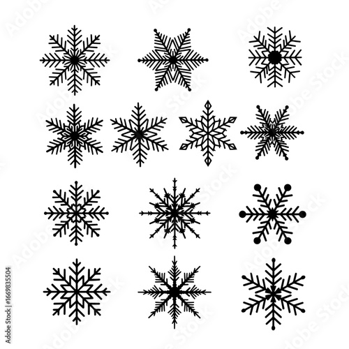 Collection of Intricate Snowflake Designs Perfect for Winter and Holiday Themes	