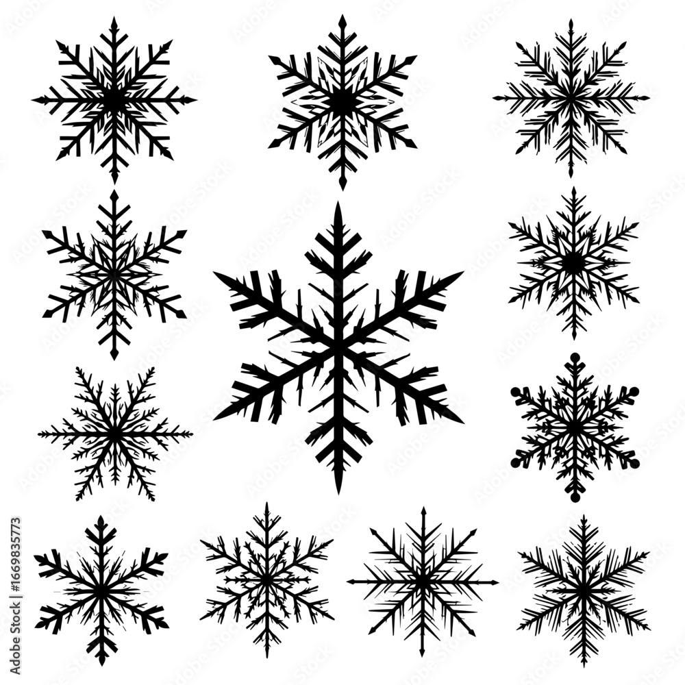 Collection of Intricate Snowflake Designs Perfect for Winter and Holiday Themes	