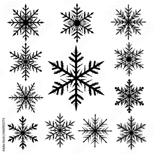Collection of Intricate Snowflake Designs Perfect for Winter and Holiday Themes	