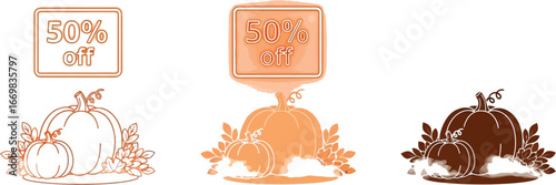 Get fifty percent off this fall with our pumpkin sale and autumn seasonal promotion