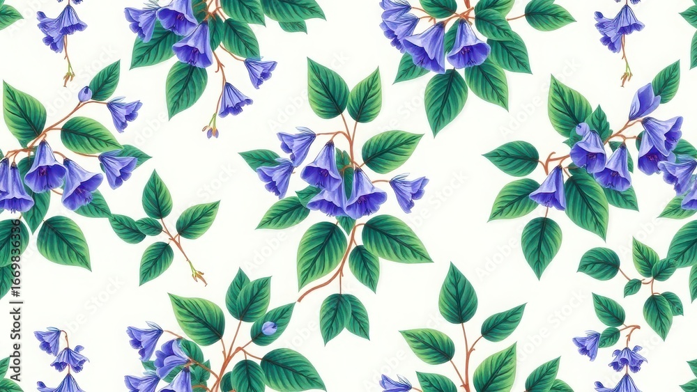 Obraz premium Naturalistic bellflower seamless artwork for decoration