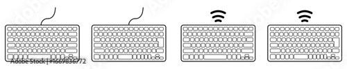日本語配列・英語配列 有線・ワイヤレスキーボード シンプルアイコン　ホワイト〜Japanese/English layout wired/wireless keyboard simple icon white〜