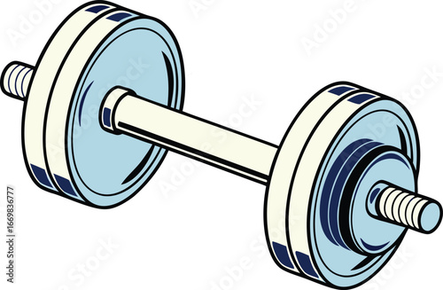 Modern dumbbell for strength training and fitness, symbolizing health and power.