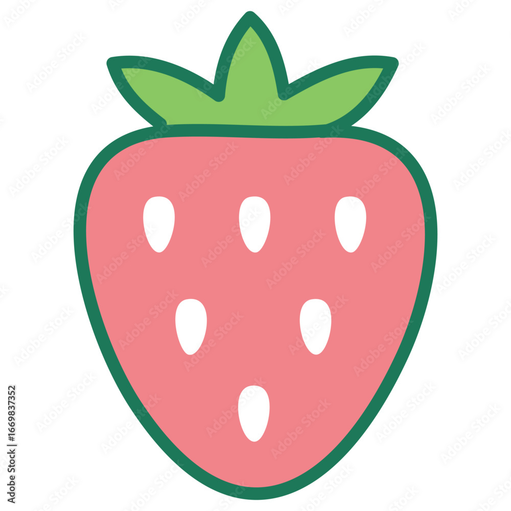 Obraz premium A stylized vector icon of a strawberry with a leaf, symbolizing a fresh and natural produce.