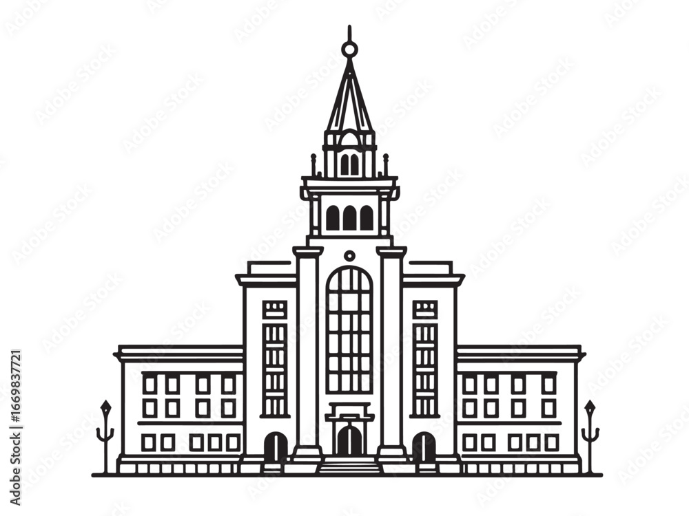 Obraz premium Tacoma Courthouse Architectural Drawing