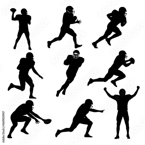 American football player silhouette set vector	
