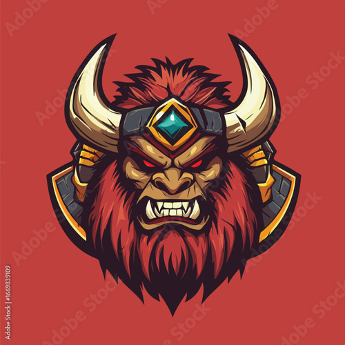 Mythological Red Demon Head Portrait Fantasy Artwork for Dark Theme T-Shirts and Art	