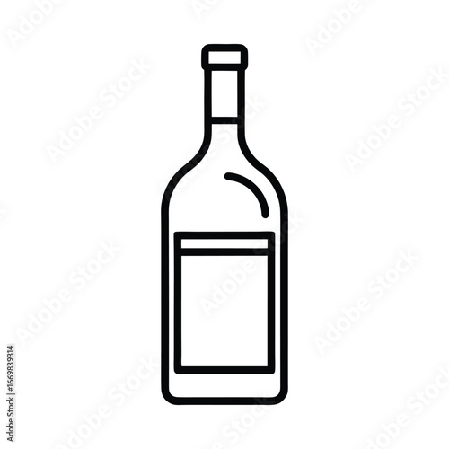 Simple outline icon of a wine bottle on a white background