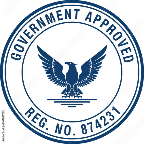 Government approved eagle seal official stamp certification seal regulatory mark vector