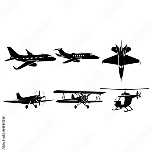 Set planes silhouette set	