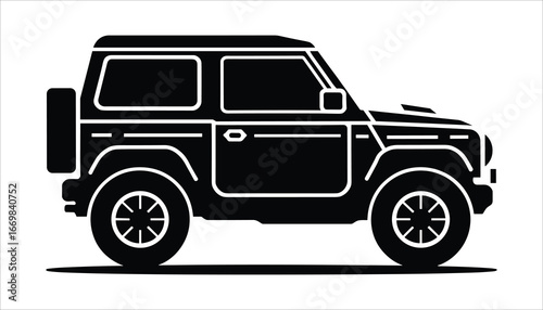 SUV Jeep Vector Silhouette Illustration, Off Road Vehicle Icon, 4x4 Car Clipart for Adventure, Travel, Camping and Automotive Design