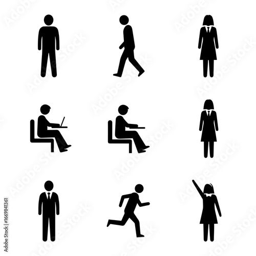 Silhouettes Depicting Different Human Activities in a Minimalist Style Design


