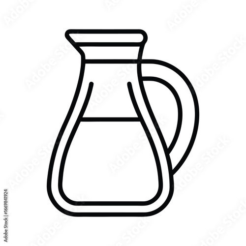 Clean outline icon of a juice carafe and bottle on a white background