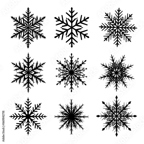 Collection of Intricate Snowflake Designs Perfect for Winter and Holiday Themes