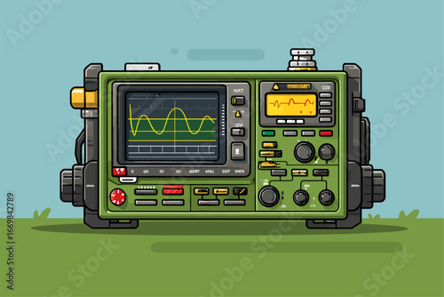Stylized Retro Oscilloscope Vector Illustration