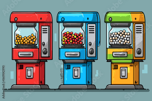 Colorful Vintage Gumball Machines in a Playful Atmosphere