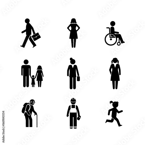 Silhouettes Depicting Different Human Activities in a Minimalist Style Design


