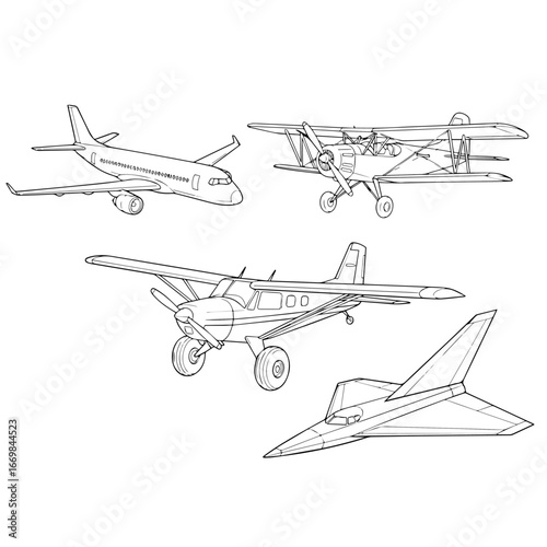 planes silhouette set
