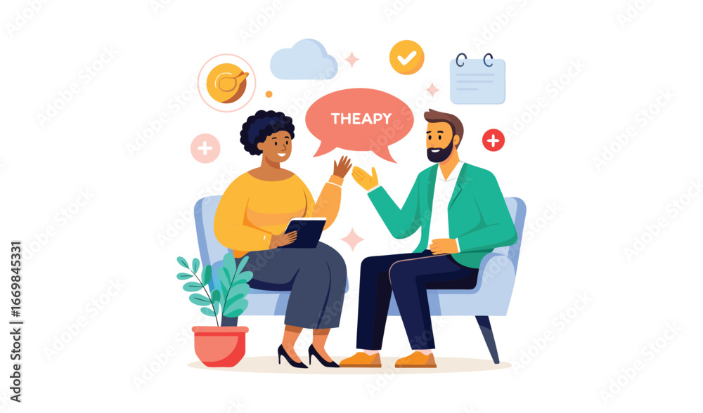 Fototapeta premium Therapist and patient discussing mental health during a counseling session