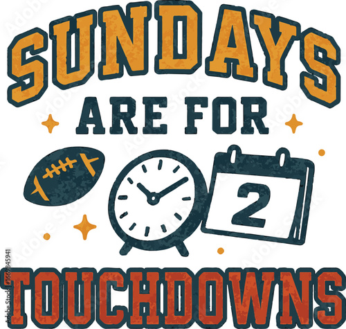 Varsity style typography sundays are for touchdowns t shirt design isolated on transparent background