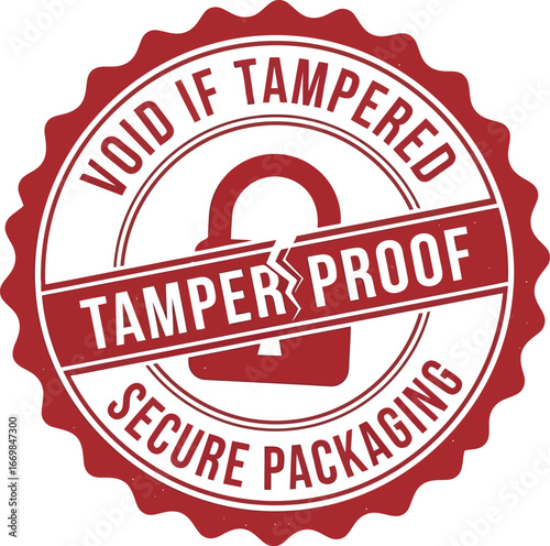 Tamper proof secure packaging seal with lock symbol vector
